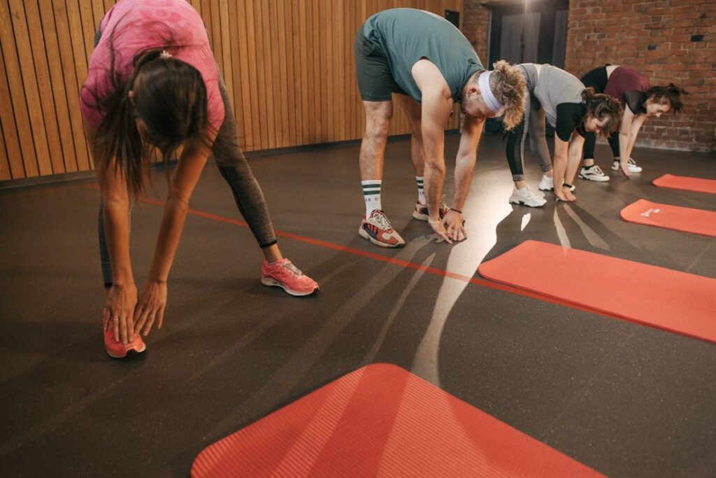 gruppe wärmt sich auf