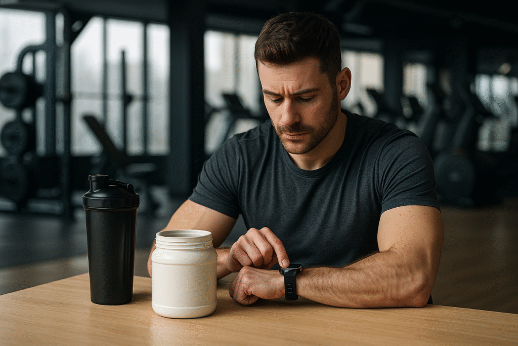 mann überlegt wann er protein trinken sollte